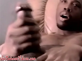 Black twink isaac cums hard after stroking bbc solo